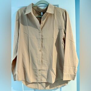 Diosun NWT Tan Collared Button Down Blouse Women's Size Medium